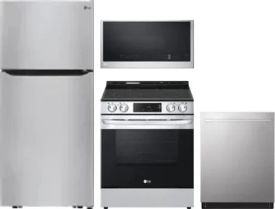 4 Piece Package Includes Refrigerator, Range, Microwave And Dishwasher