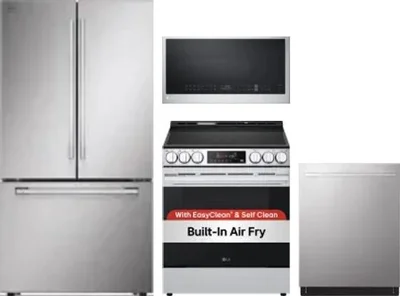 4 Piece Package Includes Refrigerator, Range, Microwave And Dishwasher