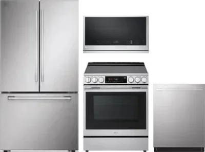 4 Piece Package Includes Refrigerator, Range, Microwave And Dishwasher