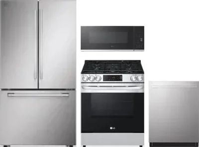 4 Piece Package Includes Refrigerator, Range, Microwave And Dishwasher