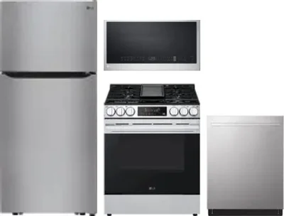 4 Piece Package Includes Refrigerator, Range, Microwave And Dishwasher