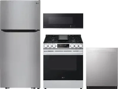 4 Piece Package Includes Refrigerator, Range, Microwave And Dishwasher