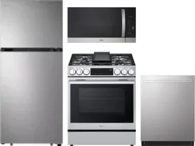 4 Piece Package Includes Refrigerator, Range, Microwave And Dishwasher