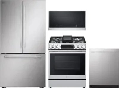 4 Piece Package Includes Refrigerator, Range, Microwave And Dishwasher