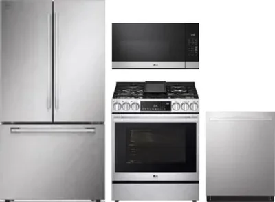 4 Piece Package Includes Refrigerator, Range, Microwave And Dishwasher