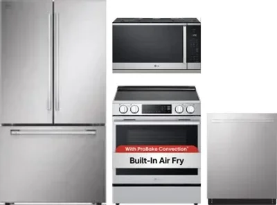 4 Piece Package Includes Refrigerator, Range, Microwave And Dishwasher