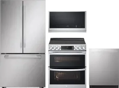 4 Piece Package Includes Refrigerator, Range, Microwave And Dishwasher