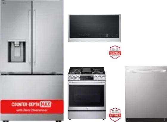 4 Piece Package Includes Refrigerator, Range, Microwave And Dishwasher