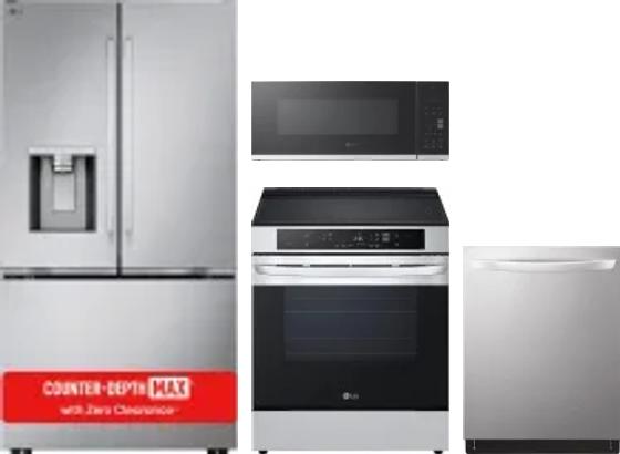 4 Piece Package Includes Refrigerator, Range, Microwave And Dishwasher