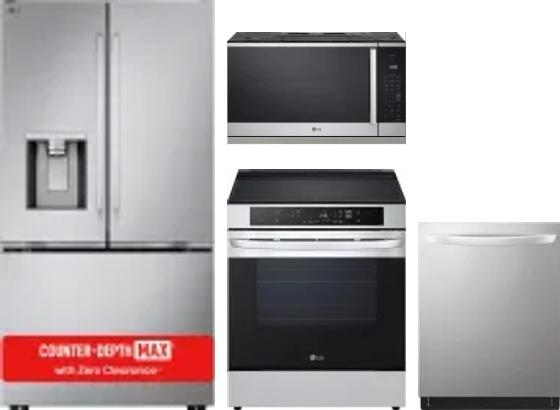 4 Piece Package Includes Refrigerator, Range, Microwave And Dishwasher