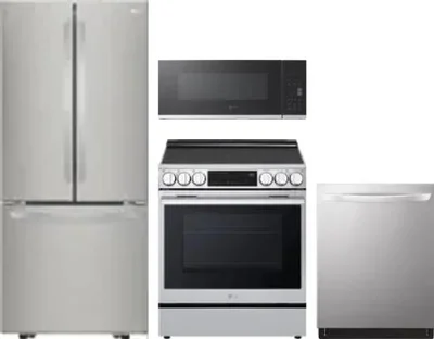 4 Piece Package Includes Refrigerator, Range, Microwave And Dishwasher