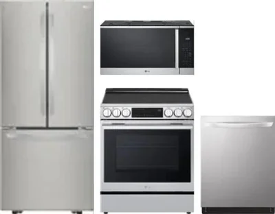 4 Piece Package Includes Refrigerator, Range, Microwave And Dishwasher