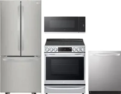 4 Piece Package Includes Refrigerator, Range, Microwave And Dishwasher
