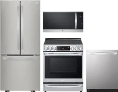 4 Piece Package Includes Refrigerator, Range, Microwave And Dishwasher