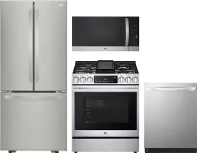4 Piece Package Includes Refrigerator, Range, Microwave And Dishwasher