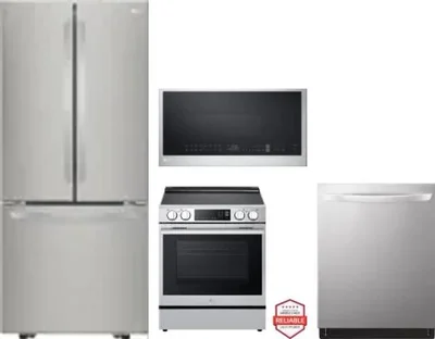 4 Piece Package Includes Refrigerator, Range, Microwave And Dishwasher