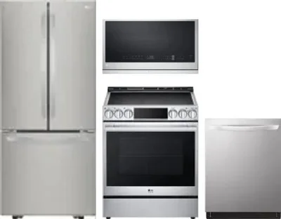4 Piece Package Includes Refrigerator, Range, Microwave And Dishwasher