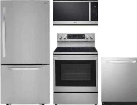 4 Piece Package Includes Refrigerator, Range, Microwave And Dishwasher