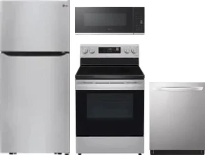 4 Piece Package Includes Refrigerator, Range, Microwave And Dishwasher
