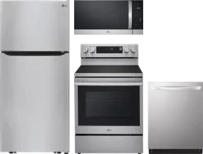 4 Piece Package Includes Refrigerator, Range, Microwave And Dishwasher