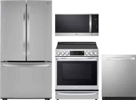 4 Piece Package Includes Refrigerator, Range, Microwave And Dishwasher