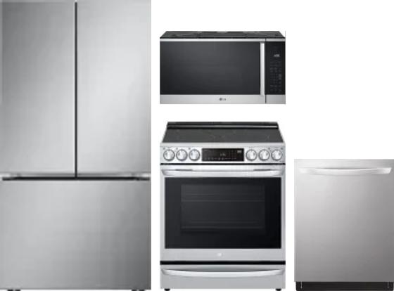 4 Piece Package Includes Refrigerator, Range, Microwave And Dishwasher