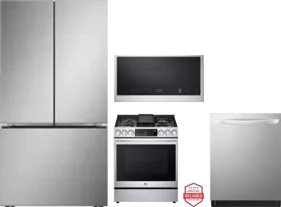 4 Piece Package Includes Refrigerator, Range, Microwave And Dishwasher
