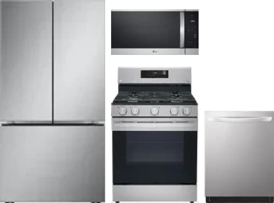 4 Piece Package Includes Refrigerator, Range, Microwave And Dishwasher