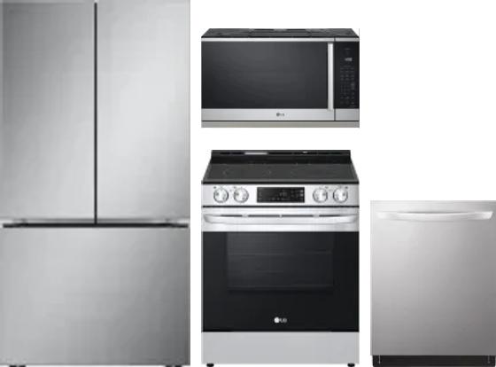 4 Piece Package Includes Refrigerator, Range, Microwave And Dishwasher