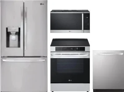 4 Piece Package Includes Refrigerator, Range, Microwave And Dishwasher
