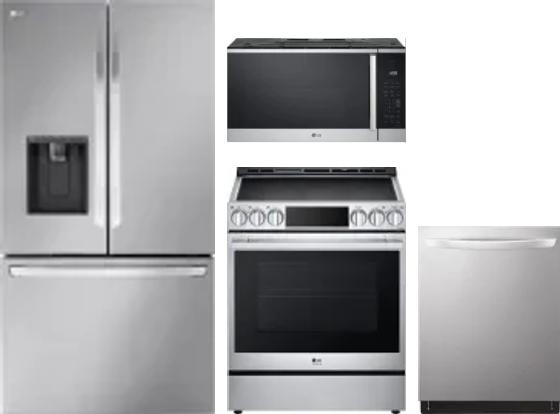 4 Piece Package Includes Refrigerator, Range, Microwave And Dishwasher