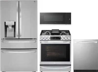 4 Piece Package Includes Refrigerator, Range, Microwave And Dishwasher