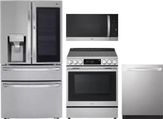 4 Piece Package Includes Refrigerator, Range, Microwave And Dishwasher