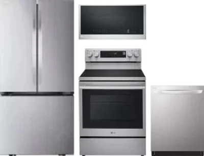 4 Piece Package Includes Refrigerator, Range, Microwave And Dishwasher
