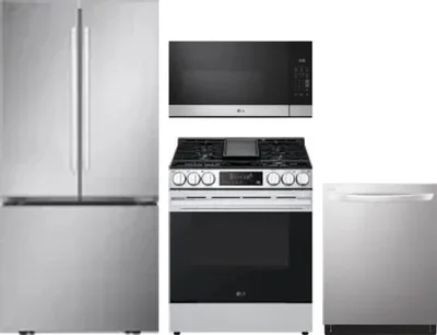 4 Piece Package Includes Refrigerator, Range, Microwave And Dishwasher