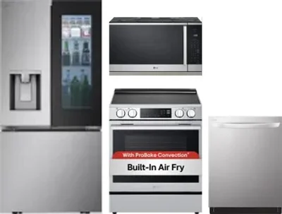 4 Piece Package Includes Refrigerator, Range, Microwave And Dishwasher