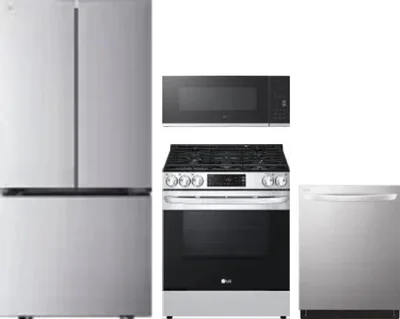 4 Piece Package Includes Refrigerator, Range, Microwave And Dishwasher