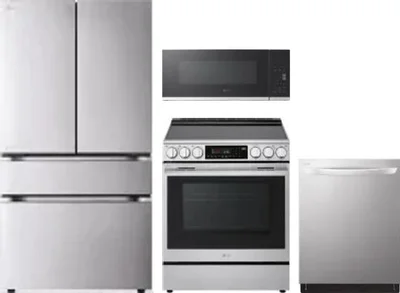 4 Piece Package Includes Refrigerator, Range, Microwave And Dishwasher