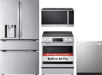 4 Piece Package Includes Refrigerator, Range, Microwave And Dishwasher