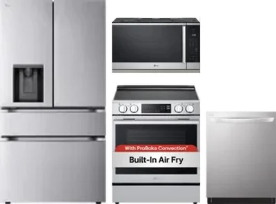 4 Piece Package Includes Refrigerator, Range, Microwave And Dishwasher