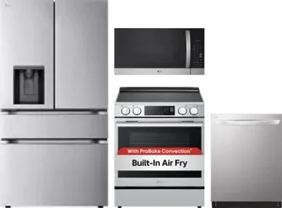 4 Piece Package Includes Refrigerator, Range, Microwave And Dishwasher
