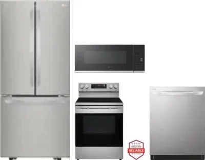 4 Piece Package Includes Refrigerator, Range, Microwave And Dishwasher