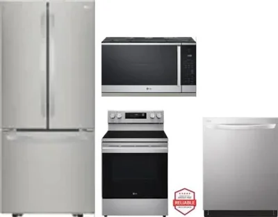 4 Piece Package Includes Refrigerator, Range, Microwave And Dishwasher