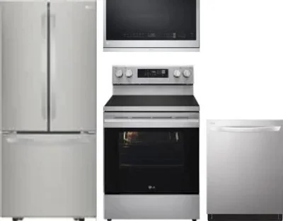 4 Piece Package Includes Refrigerator, Range, Microwave And Dishwasher
