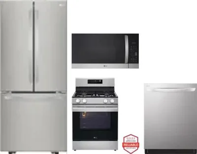 4 Piece Package Includes Refrigerator, Range, Microwave And Dishwasher