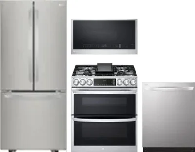 4 Piece Package Includes Refrigerator, Range, Microwave And Dishwasher