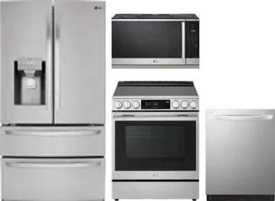 4 Piece Package Includes Refrigerator, Range, Microwave And Dishwasher