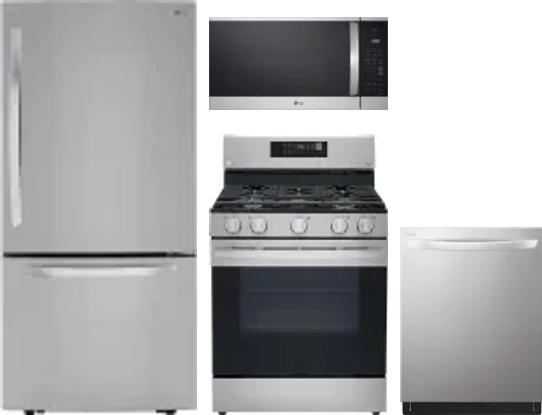 4 Piece Package Includes Refrigerator, Range, Microwave And Dishwasher