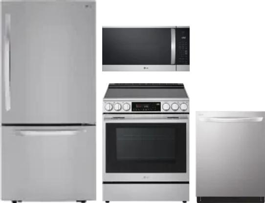 4 Piece Package Includes Refrigerator, Range, Microwave And Dishwasher