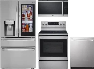 4 Piece Package Includes Refrigerator, Range, Microwave And Dishwasher